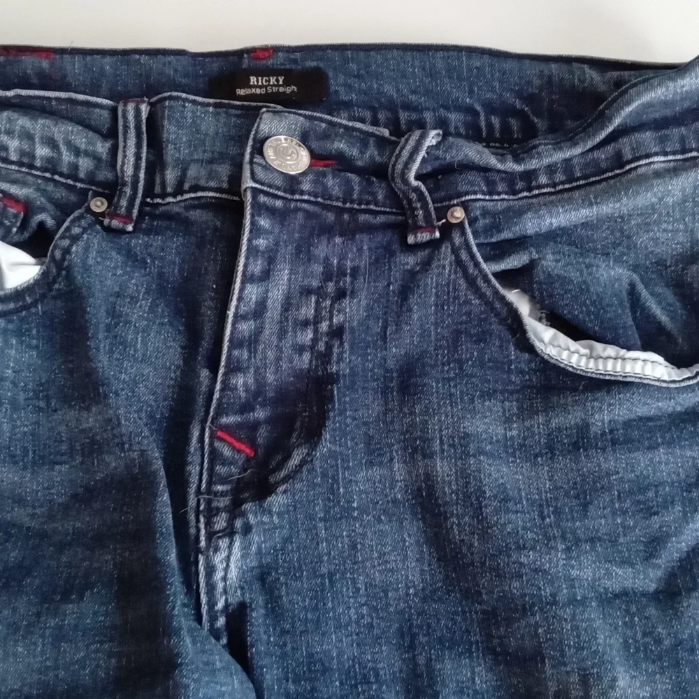 True Religion Ricky Relaxed Straight Denim Jeans‎ Men Blue Button Fly Size